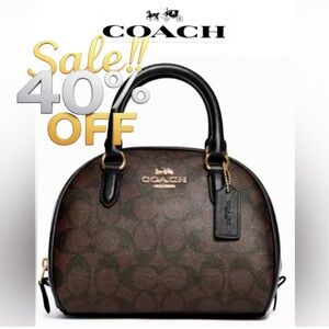 COACH Sydney Satchel In Signature Canvas black/brown crossbody.. New With Tag.